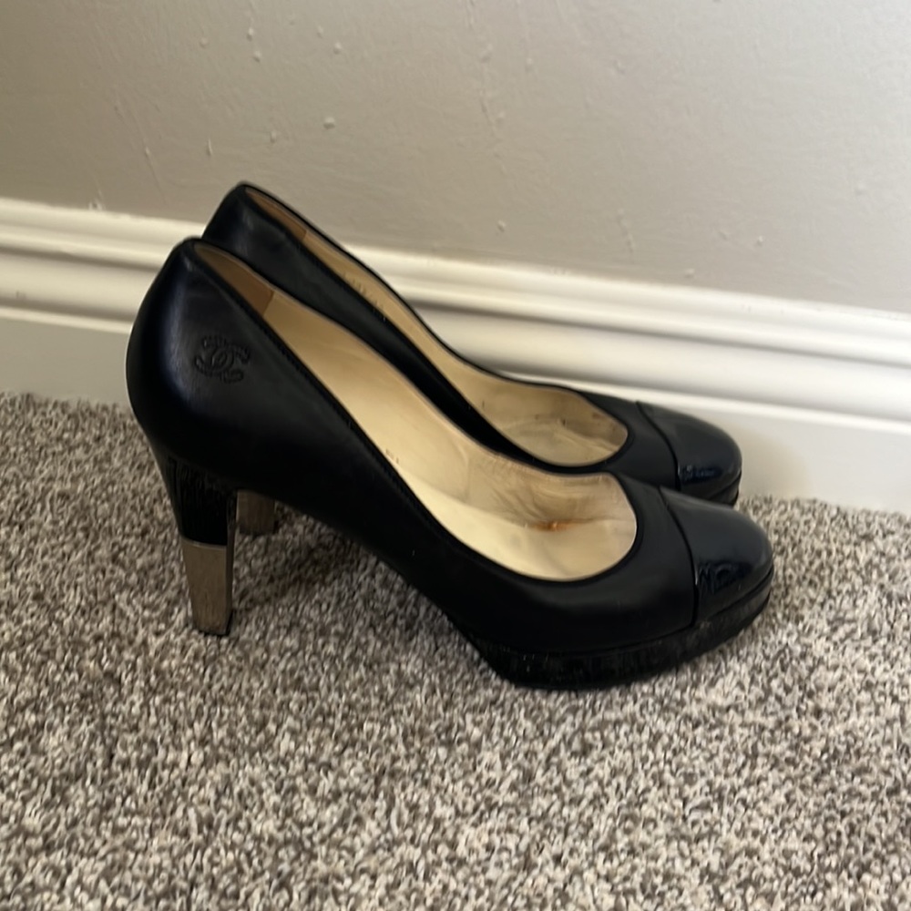 Chanel Patent Cap-Toe Platform Heels - image 6